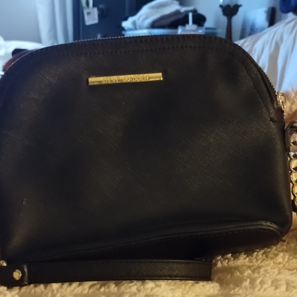 Steve Madden Black Crossbody Bag with Gold Detail